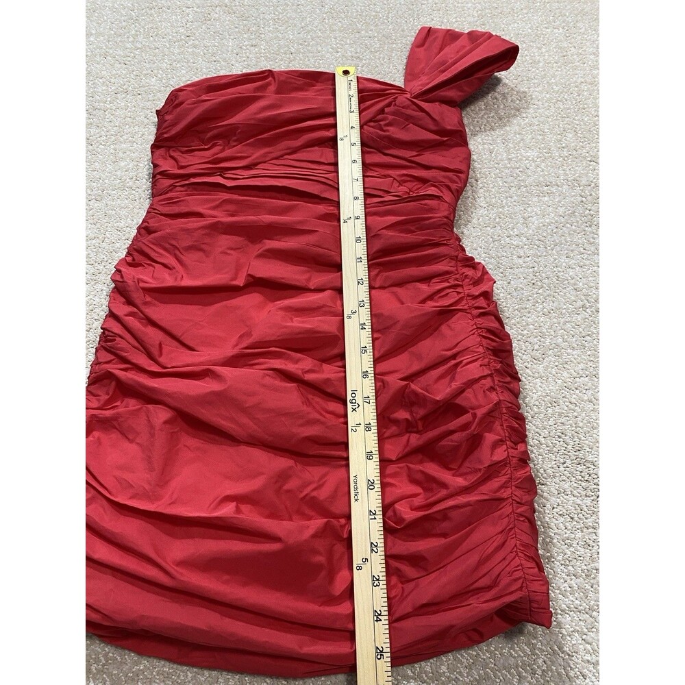 Zara Bright Red One-Shoulder Ruched Mini Dress Size S - Picture 13 of 16